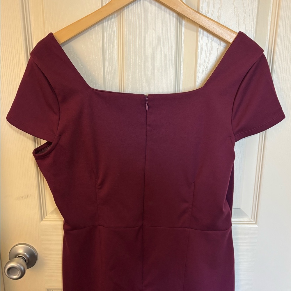 Banana Republic Burgundy Fit & Flare Dress Size 12 dress wedding guest - Picture 4 of 6